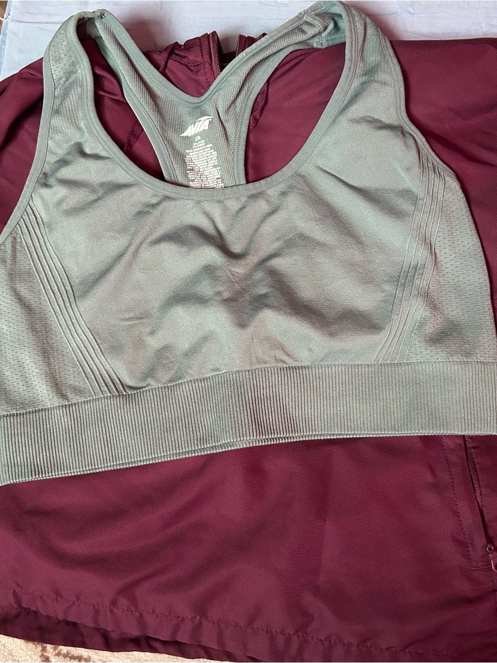 Avia Sage Green Seamless Racerback Sports Bra